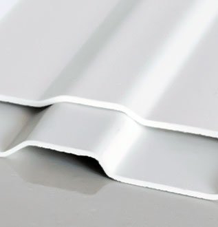 Detalle de una lámina unicapa de PVC